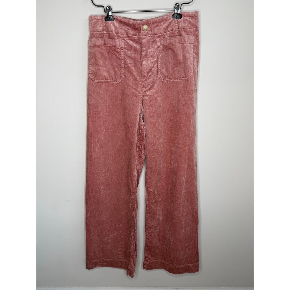 Maeve The Colette Corduroy Full-Length Wide-Leg Pants Light Pink Women's 33 Tall - Picture 2 of 11